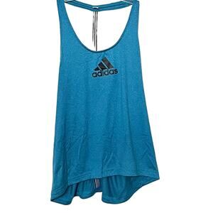 ADIDAS RACERBACK TANK TOP, WOMENS, S, TEAL W/ BLACK & WHITE STRIPES ON BACK BAND